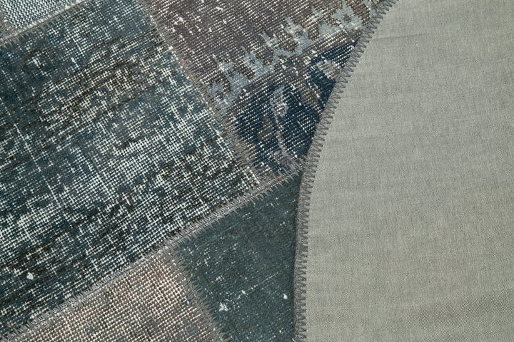 5x5 Grey Round Patchwork Rug - 29057