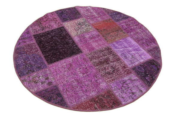 5x5 Purple Round Patchwork Rug - 29062
