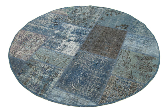 5x5 Blue Round Patchwork Rug - 29066