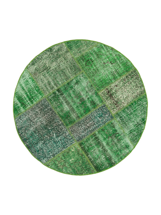 5x5 Green Round Patchwork Rug - 29067