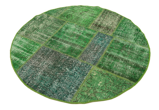 5x5 Green Round Patchwork Rug - 29067