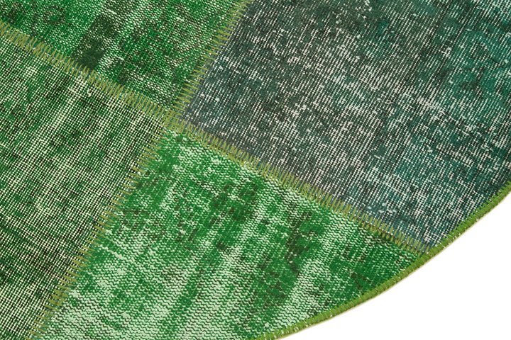 5x5 Green Round Patchwork Rug - 29067