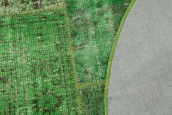 5x5 Green Round Patchwork Rug - 29067
