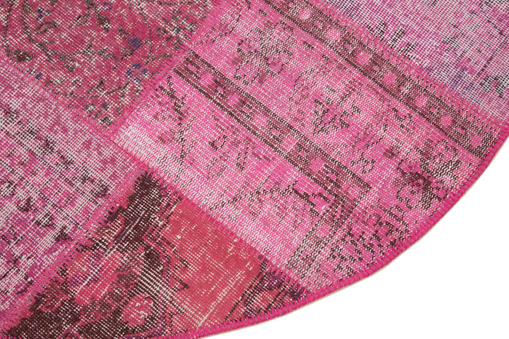 5x5 Pink Round Patchwork Rug - 29068