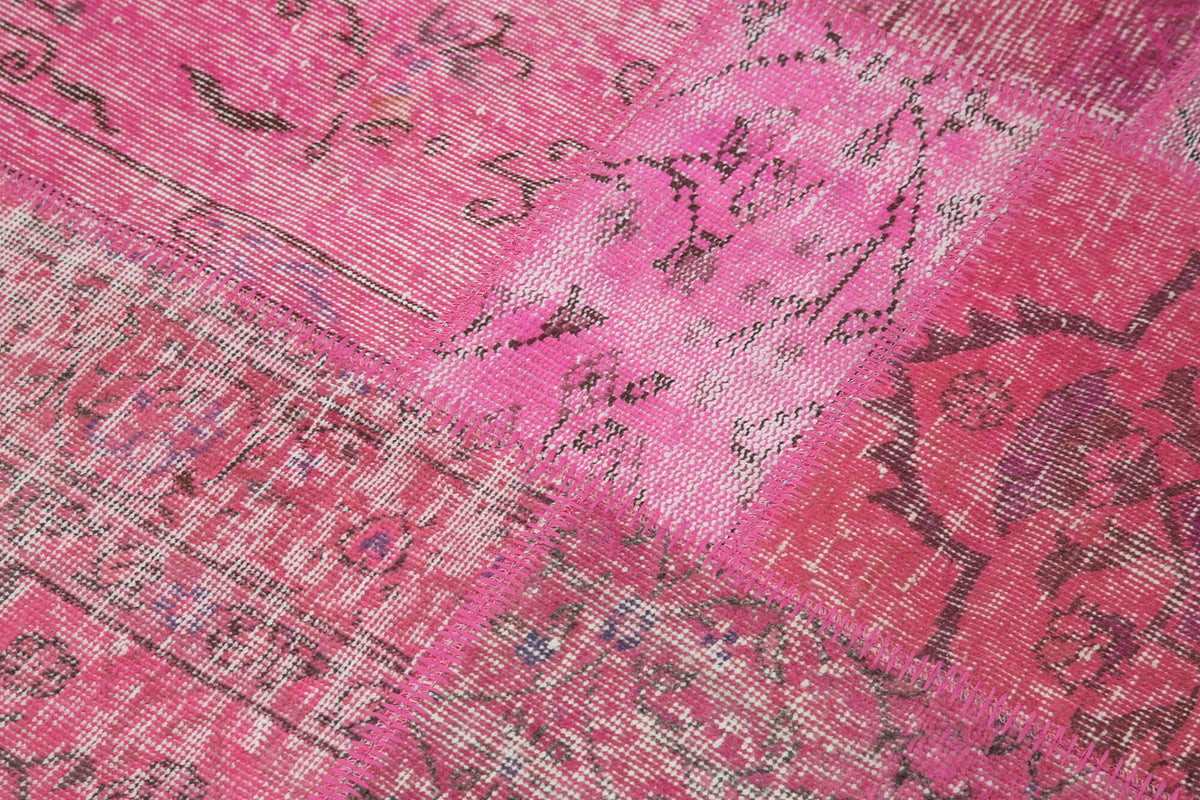 5x5 Pink Round Patchwork Rug - 29068