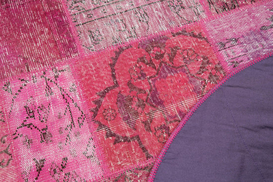 5x5 Pink Round Patchwork Rug - 29068