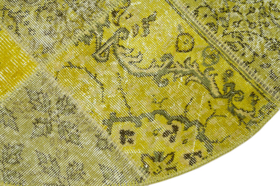 5x5 Yellow Round Patchwork Rug - 29069