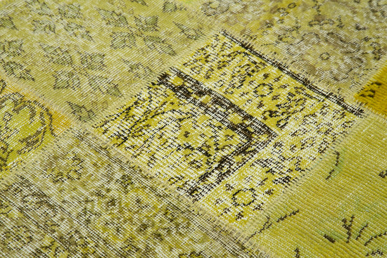 5x5 Yellow Round Patchwork Rug - 29069