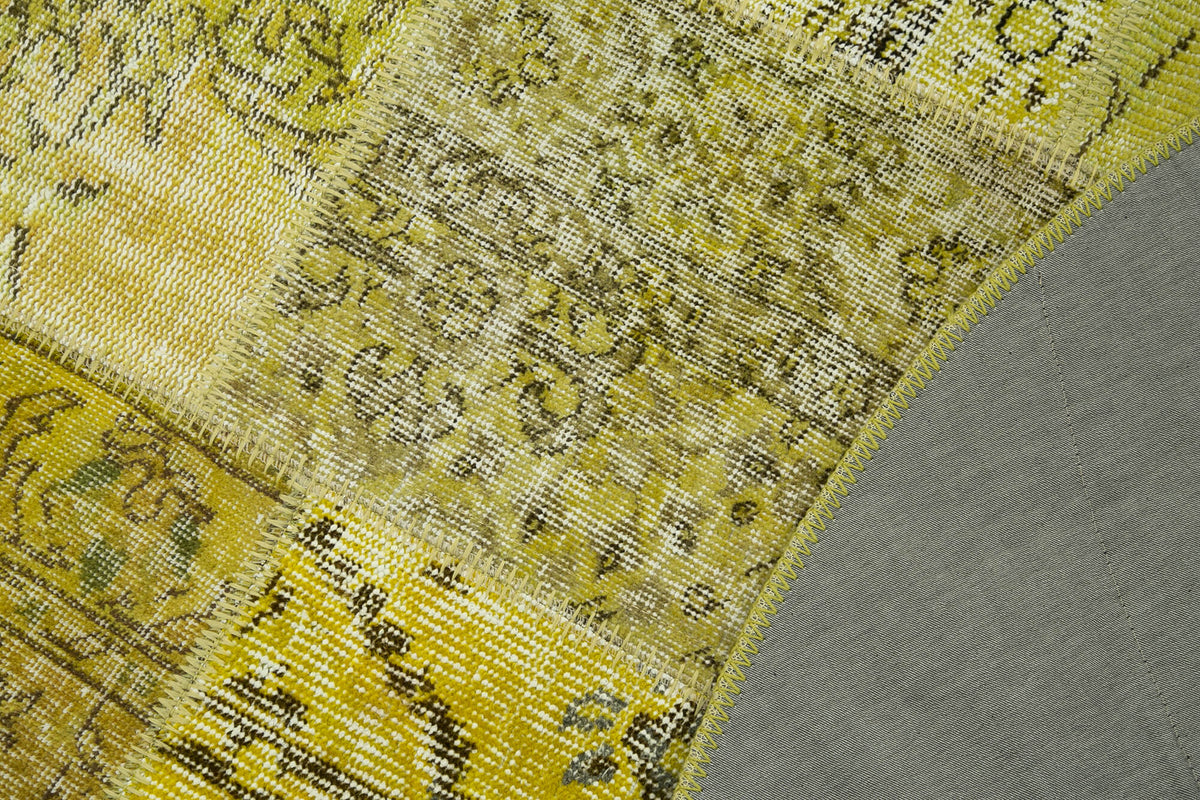 5x5 Yellow Round Patchwork Rug - 29069