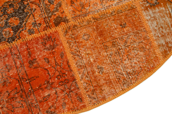 5x5 Orange Round Patchwork Rug - 29070
