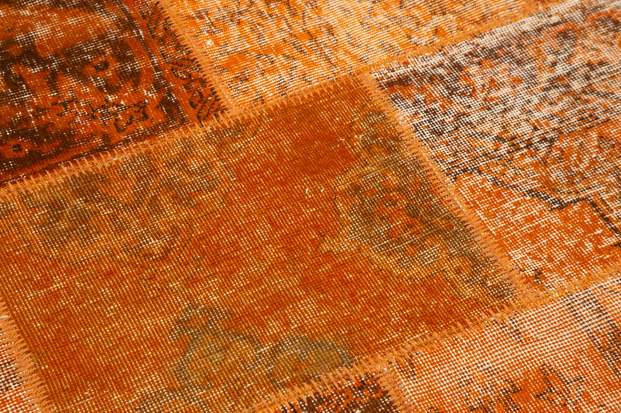 5x5 Orange Round Patchwork Rug - 29070