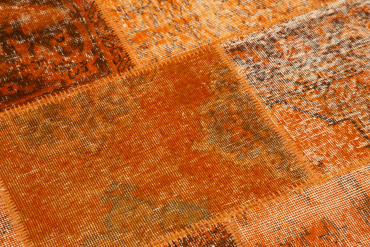 5x5 Orange Round Patchwork Rug - 29070