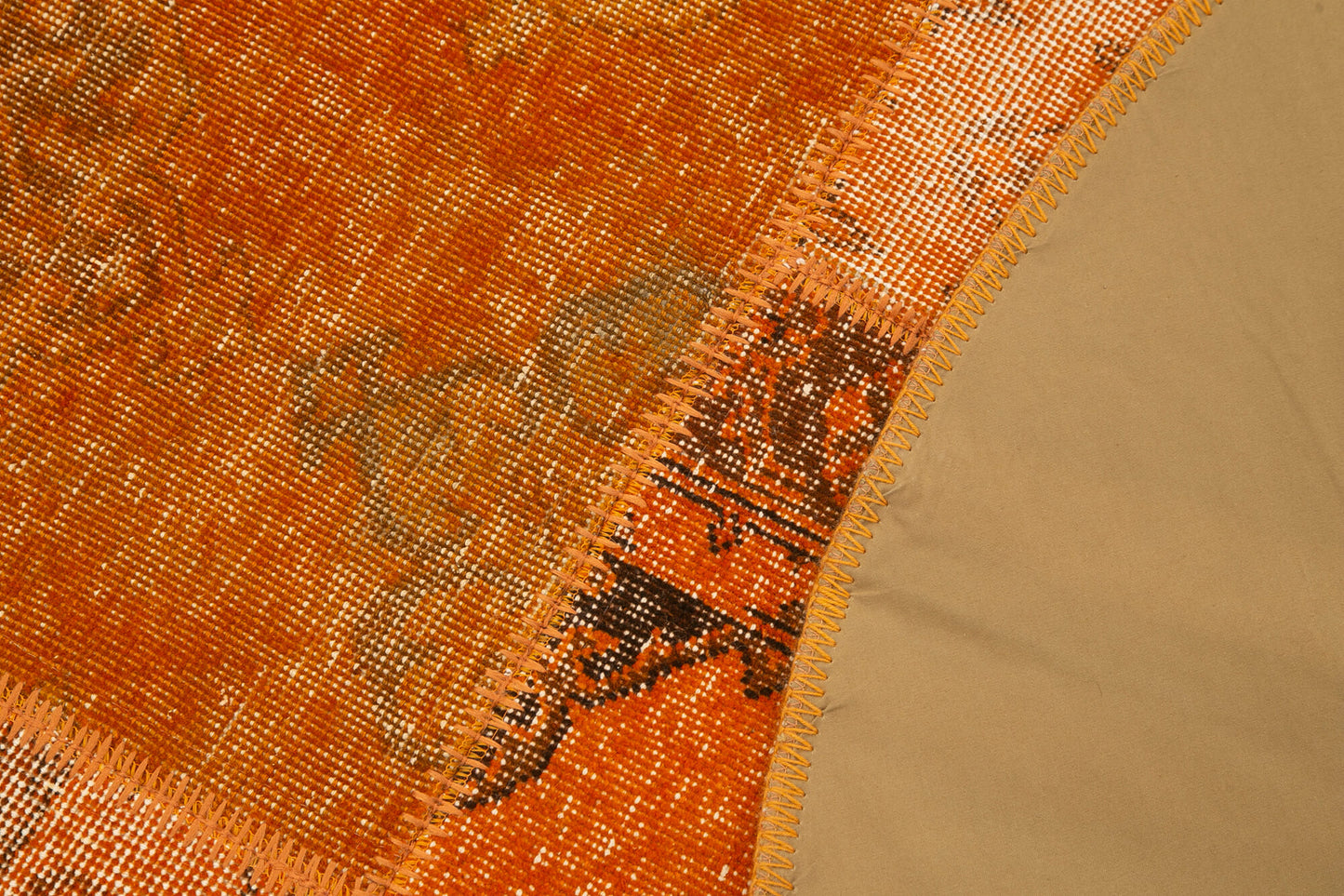 5x5 Orange Round Patchwork Rug - 29070