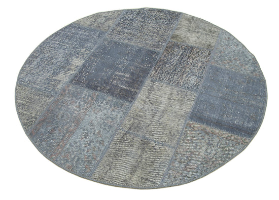 4x4 Blue Round Patchwork Rug - 29080