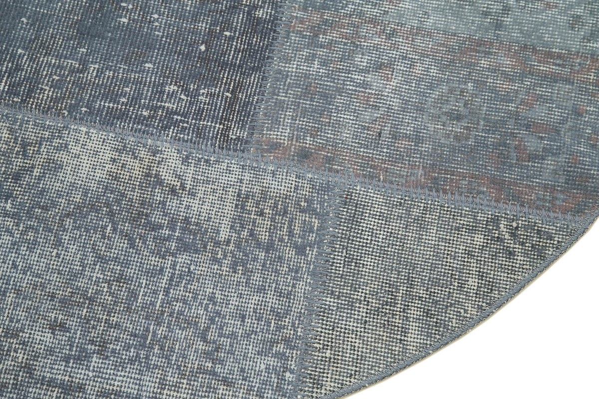 4x4 Blue Round Patchwork Rug - 29080