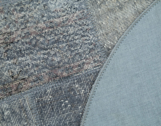 4x4 Blue Round Patchwork Rug - 29080