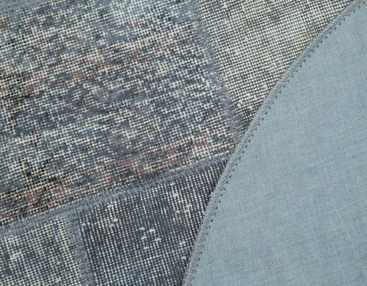 4x4 Blue Round Patchwork Rug - 29080