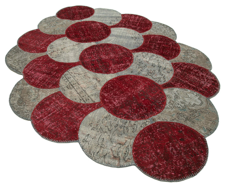 6x9 Multicolor Round Patchwork Rug - 29083