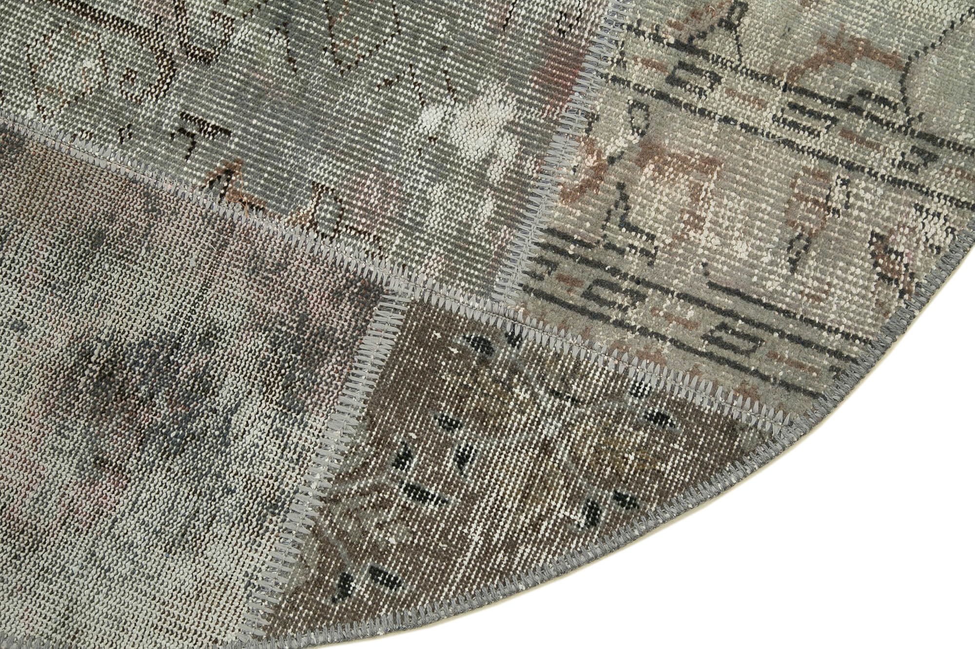 5x5 Grey Round Patchwork Rug - 29100