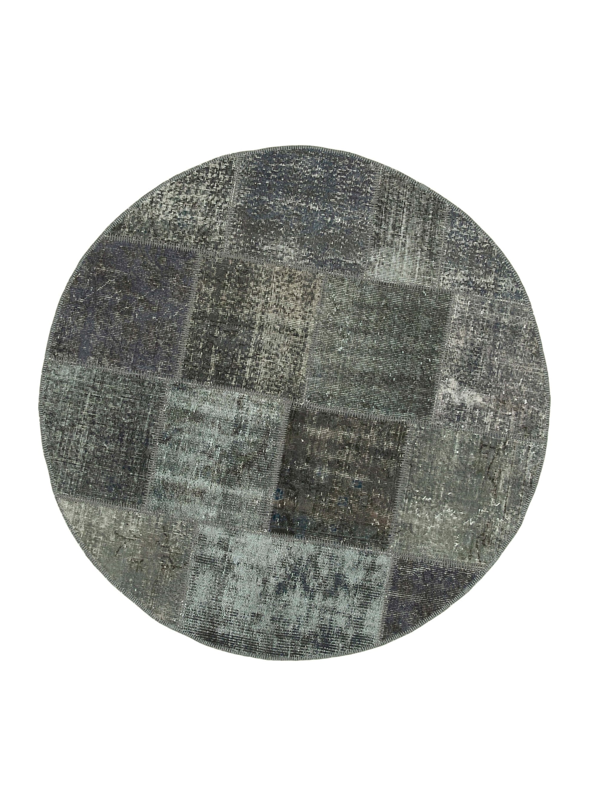 5x5 Grey Round Patchwork Rug - 29110