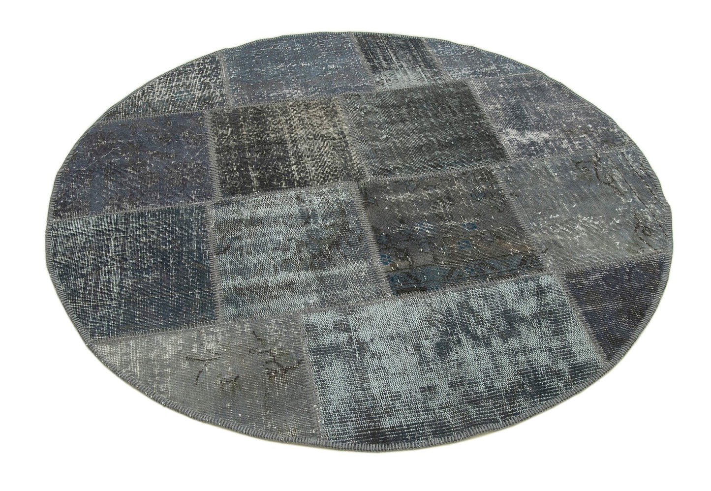5x5 Grey Round Patchwork Rug - 29110
