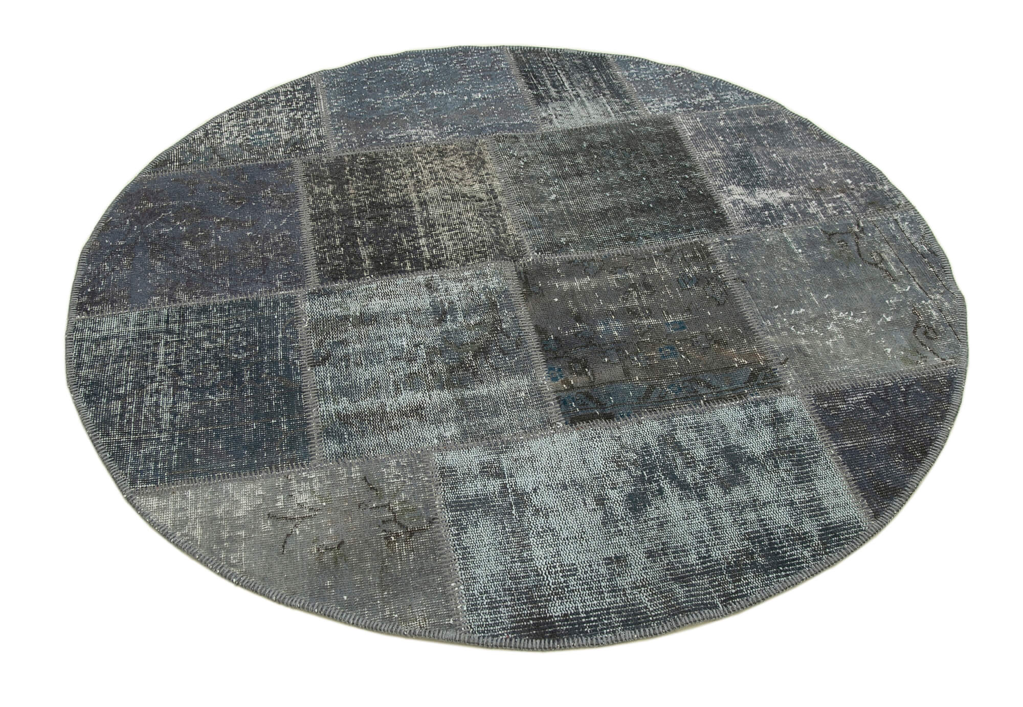 5x5 Grey Round Patchwork Rug - 29110