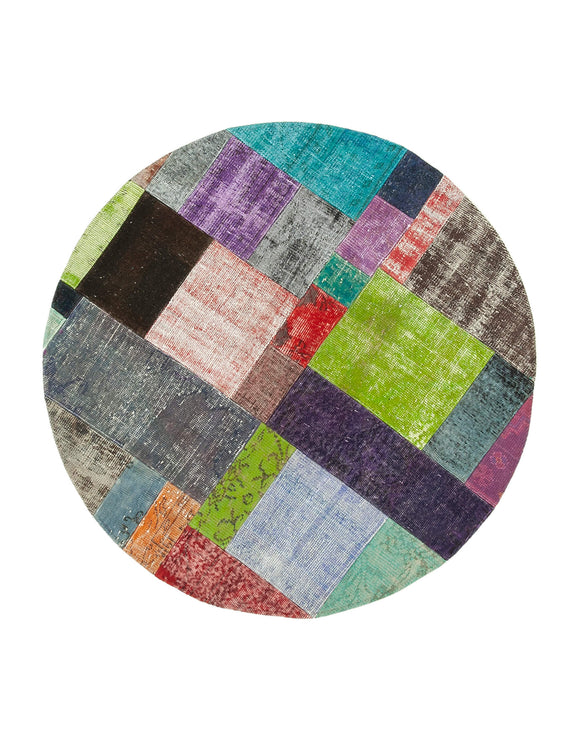 5x5 Multicolor Round Patchwork Rug - 29138