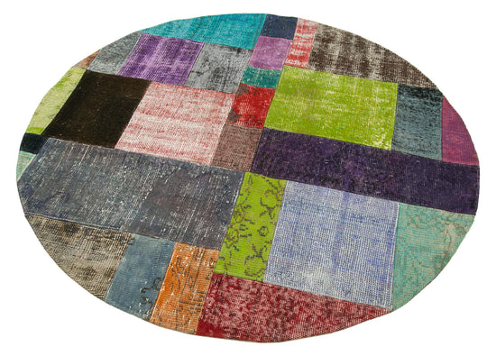 5x5 Multicolor Round Patchwork Rug - 29138