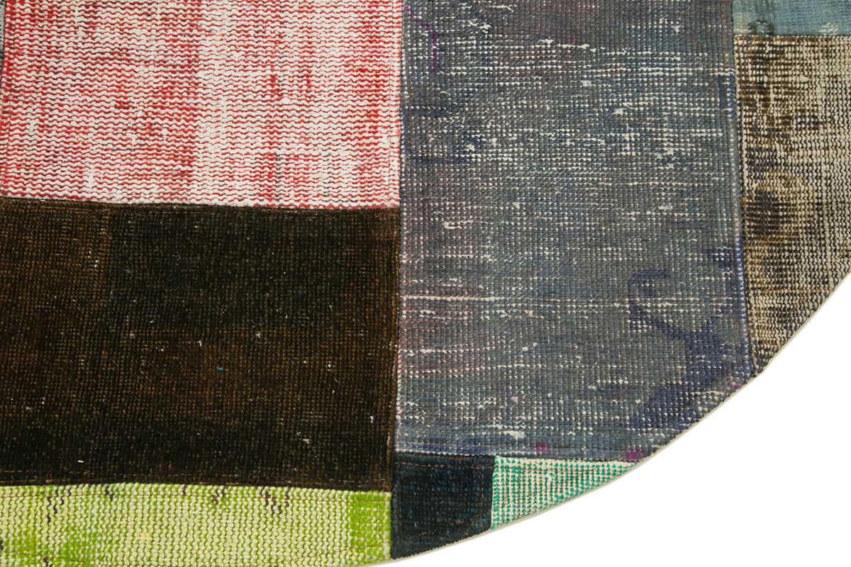 5x5 Multicolor Round Patchwork Rug - 29138