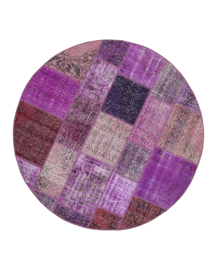Purple Patchwork Rug 6x6 Purple Round Patchwork Rug - 29152
