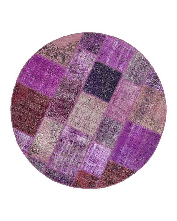 6x6 Purple Round Patchwork Rug - 29152