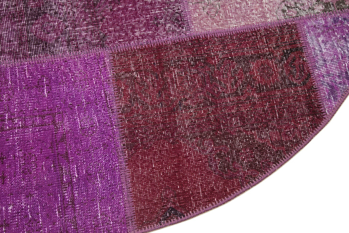 6x6 Purple Round Patchwork Rug - 29152
