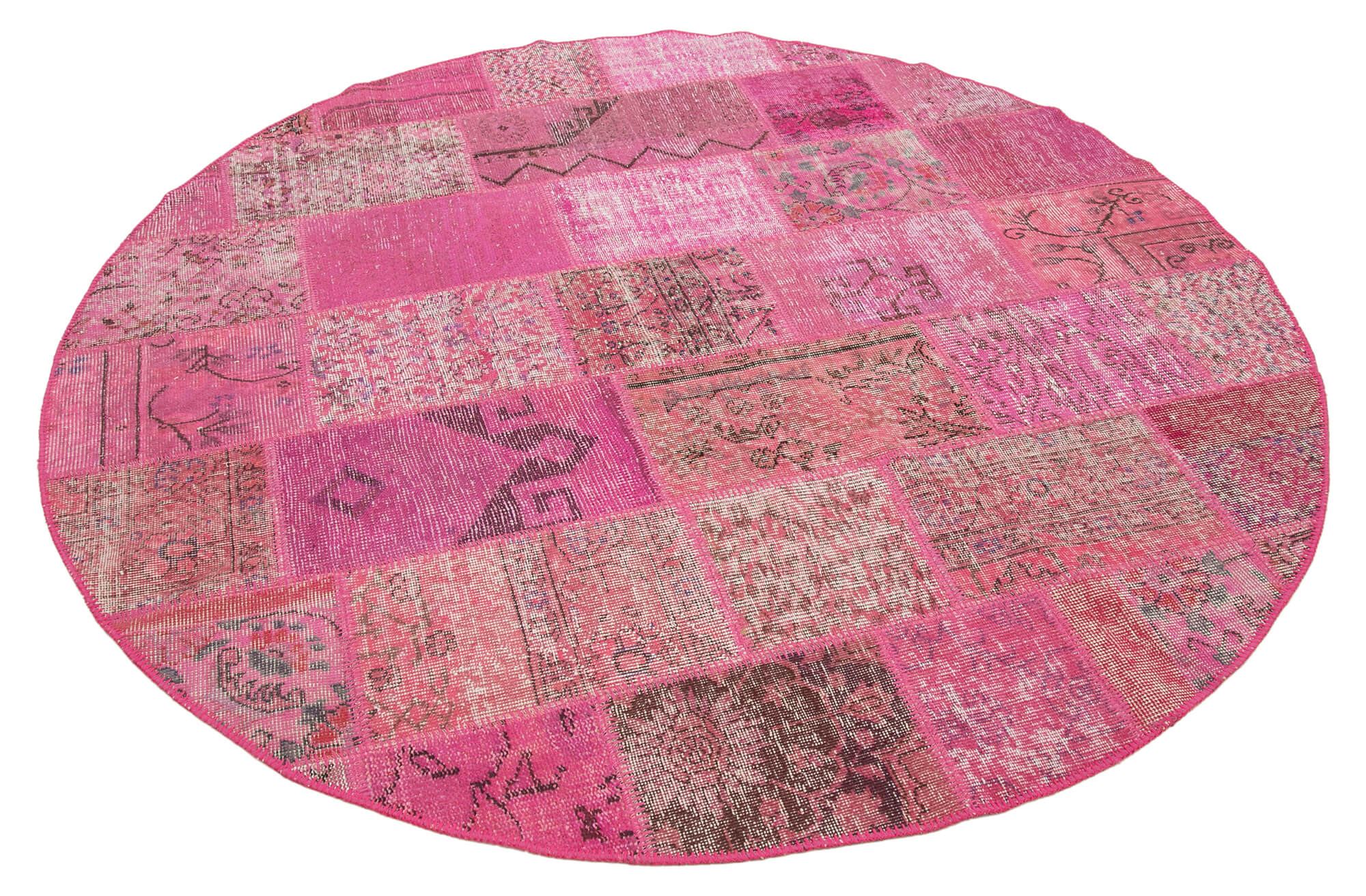 6x6 Pink Round Patchwork Rug - 29155