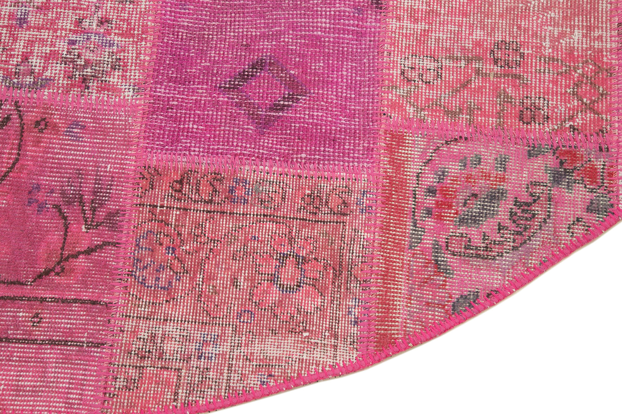 6x6 Pink Round Patchwork Rug - 29155