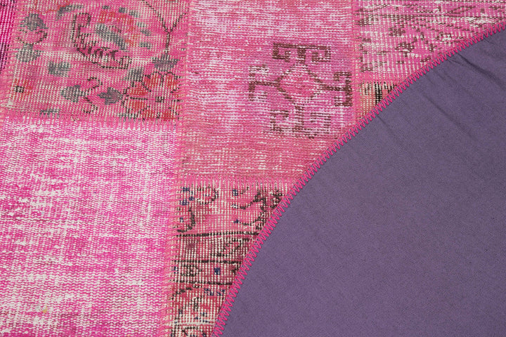 6x6 Pink Round Patchwork Rug - 29155