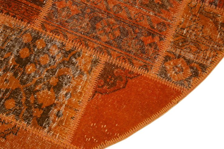 7x7 Orange Round Patchwork Rug - 29157