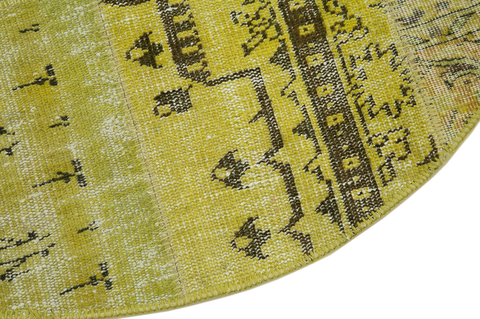 5x5 Yellow Round Patchwork Rug - 29159