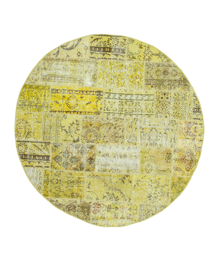6x6 Yellow Round Patchwork Rug - 29166
