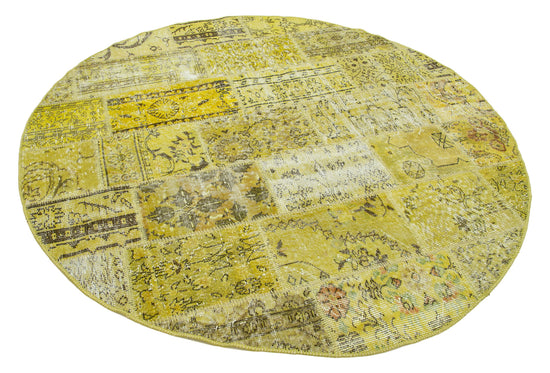 6x6 Yellow Round Patchwork Rug - 29166