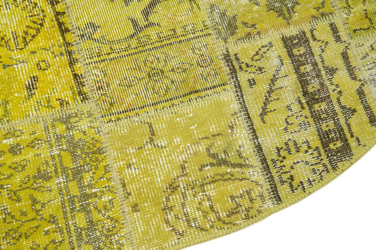 6x6 Yellow Round Patchwork Rug - 29166