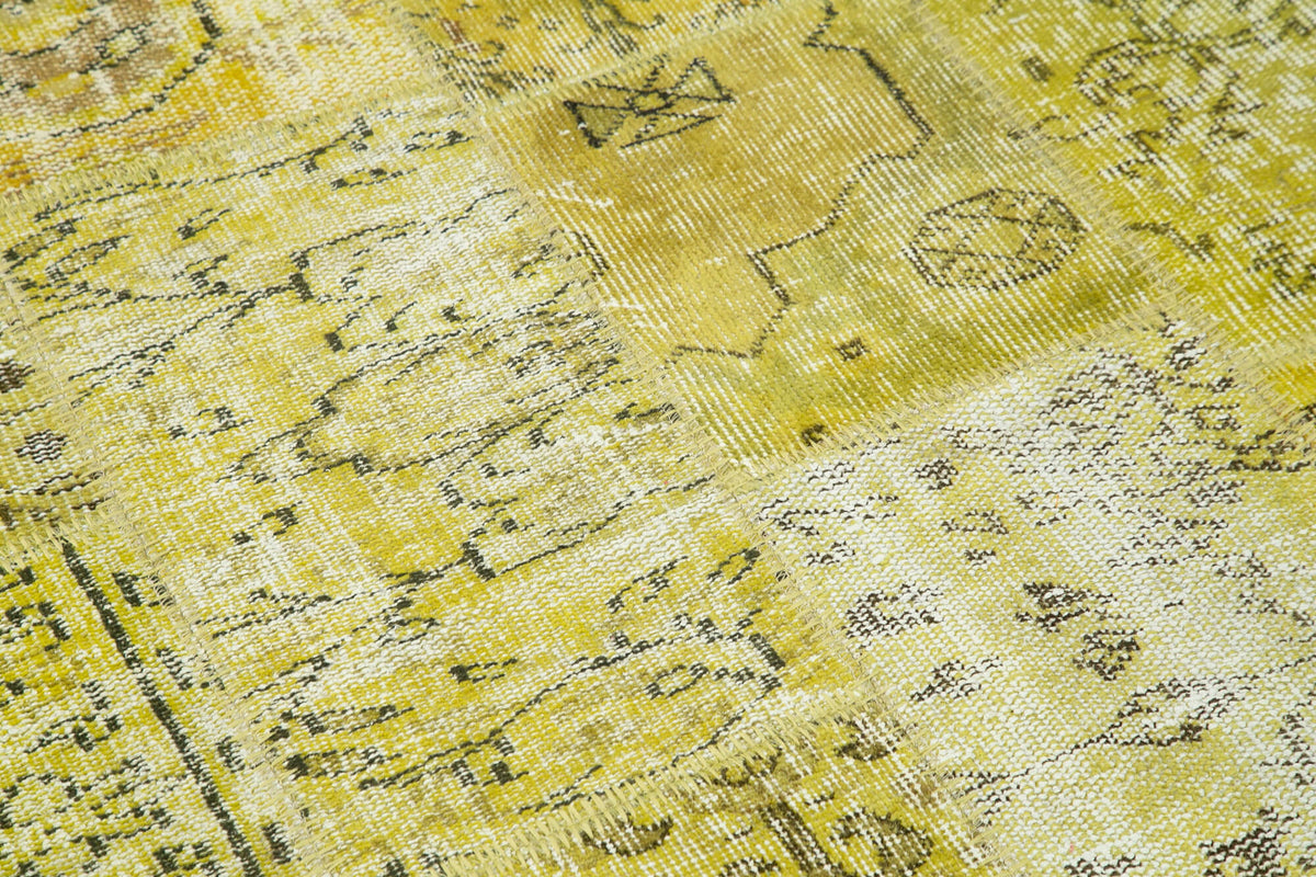 6x6 Yellow Round Patchwork Rug - 29166