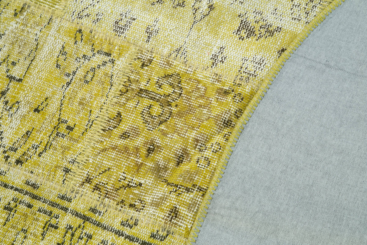 6x6 Yellow Round Patchwork Rug - 29166