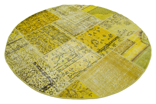 6x6 Yellow Round Patchwork Rug - 29184