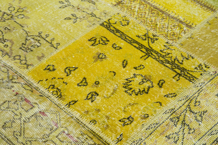6x6 Yellow Round Patchwork Rug - 29184