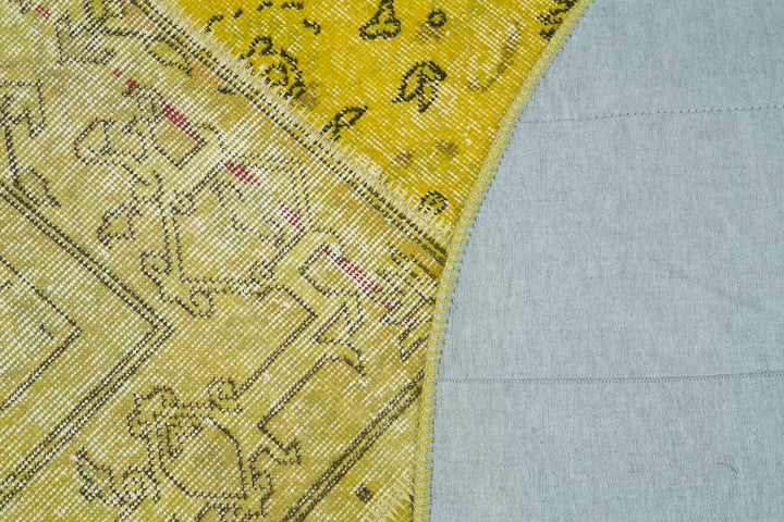 6x6 Yellow Round Patchwork Rug - 29184
