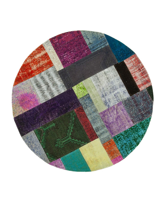 5x5 Multicolor Round Patchwork Rug - 29187