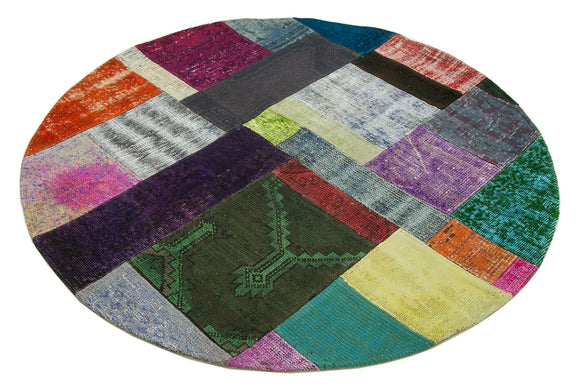5x5 Multicolor Round Patchwork Rug - 29187
