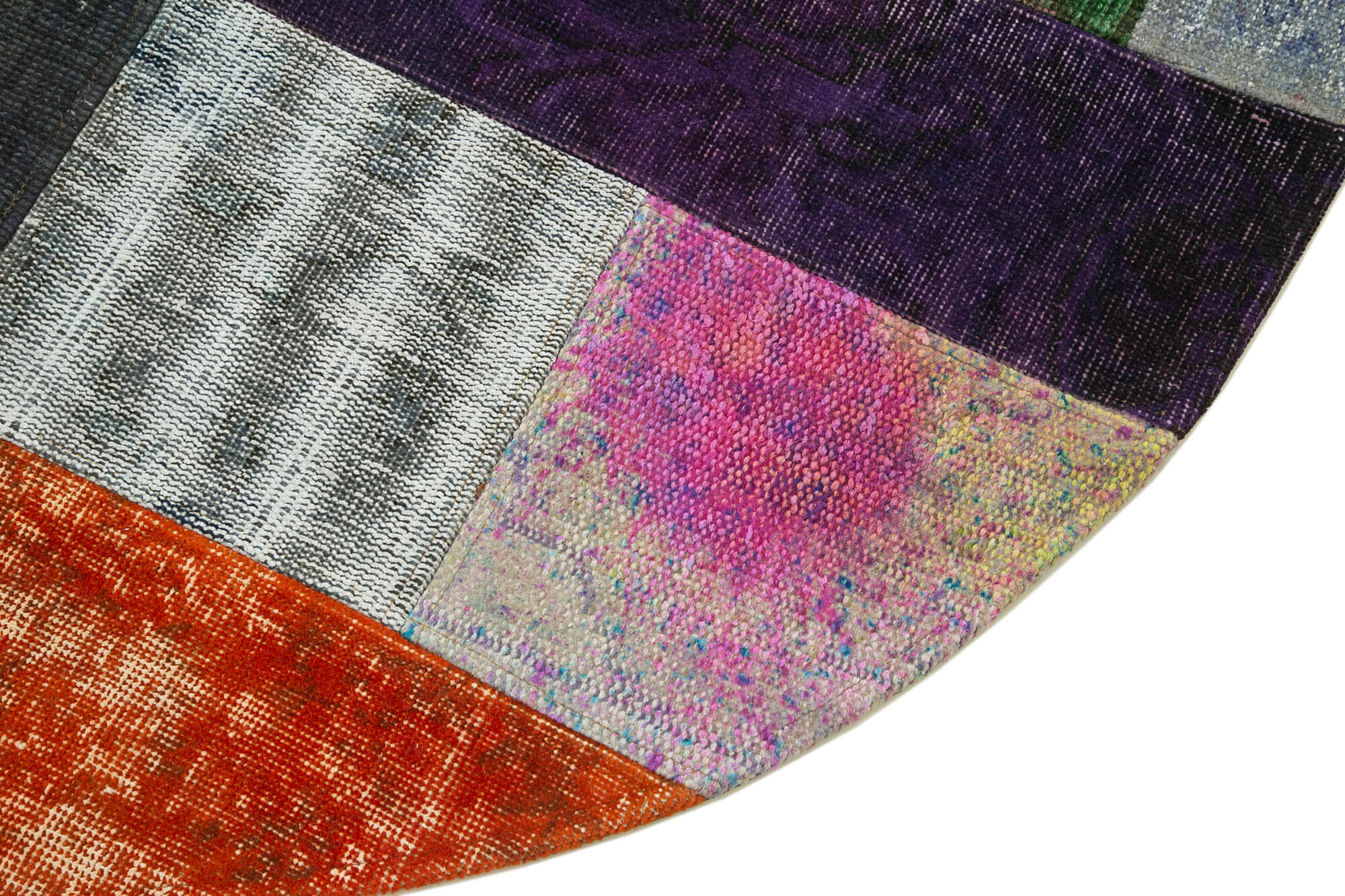 5x5 Multicolor Round Patchwork Rug - 29187