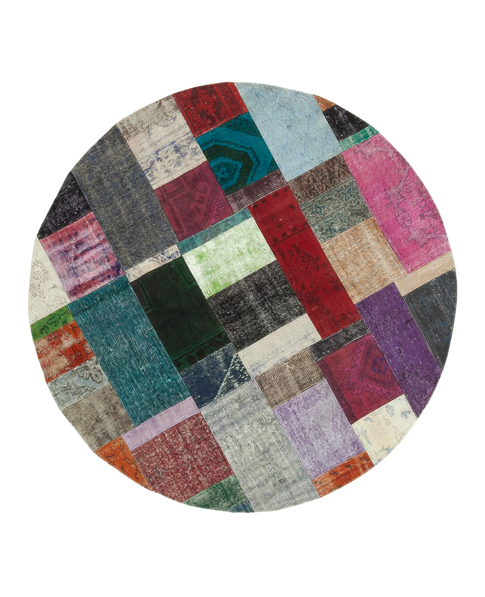7x7 Multicolor Round Patchwork Rug - 29188