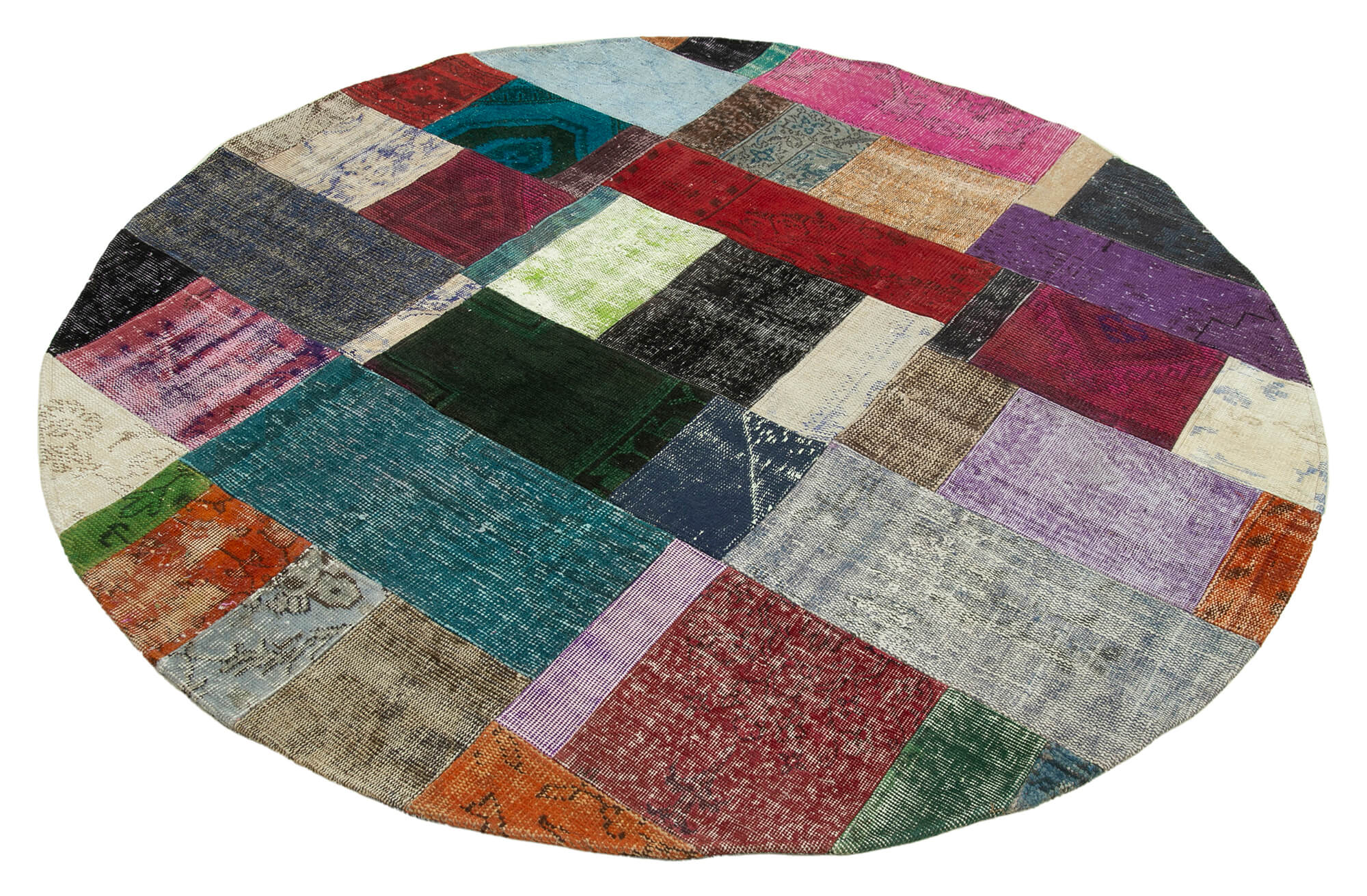7x7 Multicolor Round Patchwork Rug - 29188